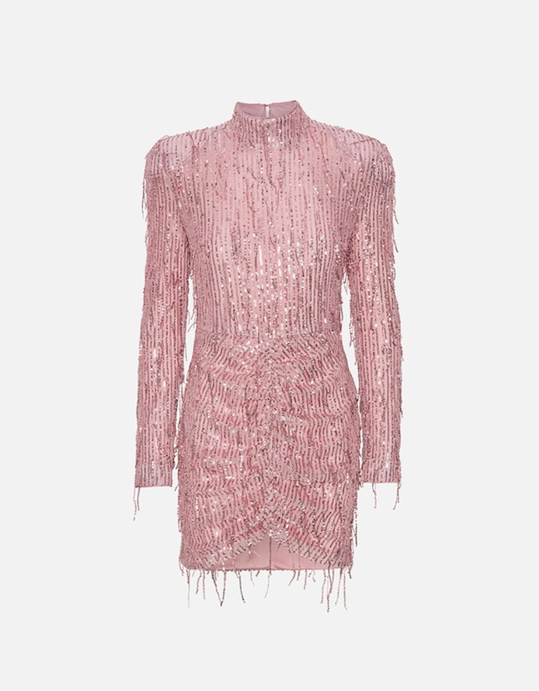 Sequinned Mesh Mini Dress