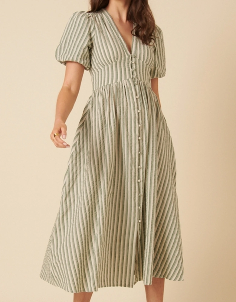 Starlight Striped Cotton-Seersucker Dress