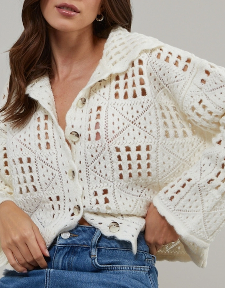 Pointelle Knit Cardigan