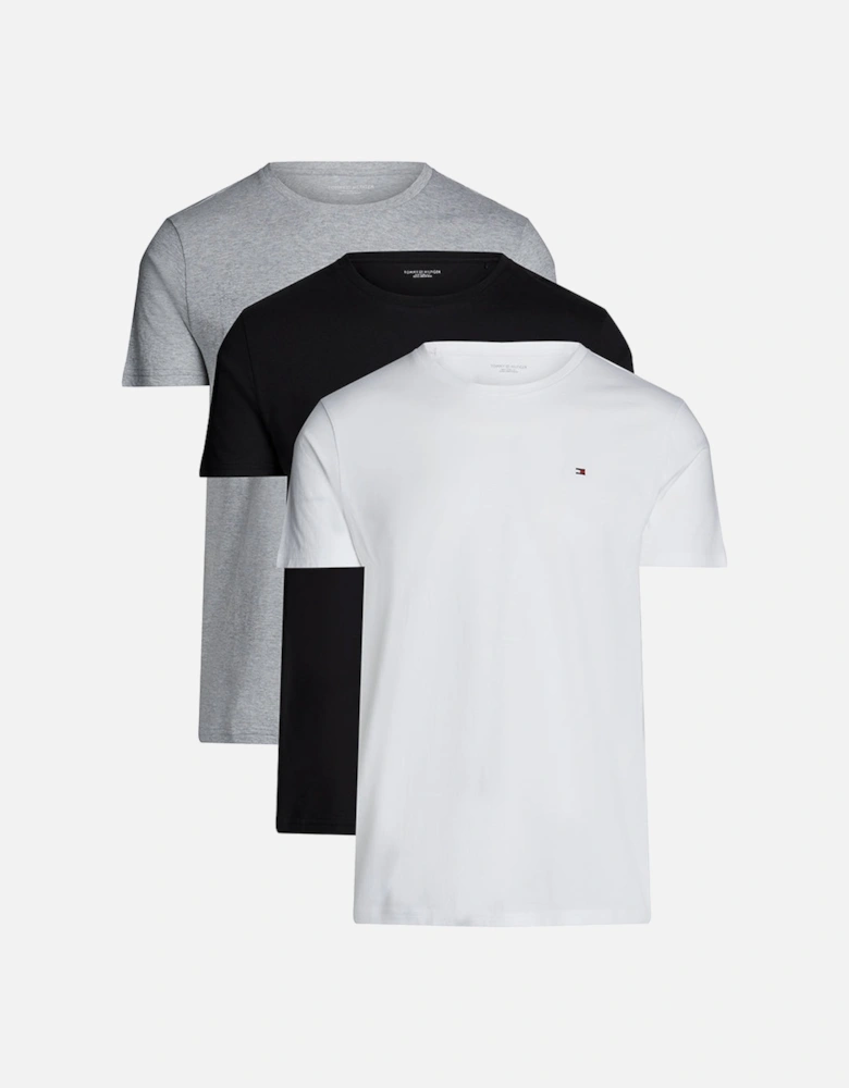 3-Pack Signature Cotton T-Shirts, White/Black/Grey