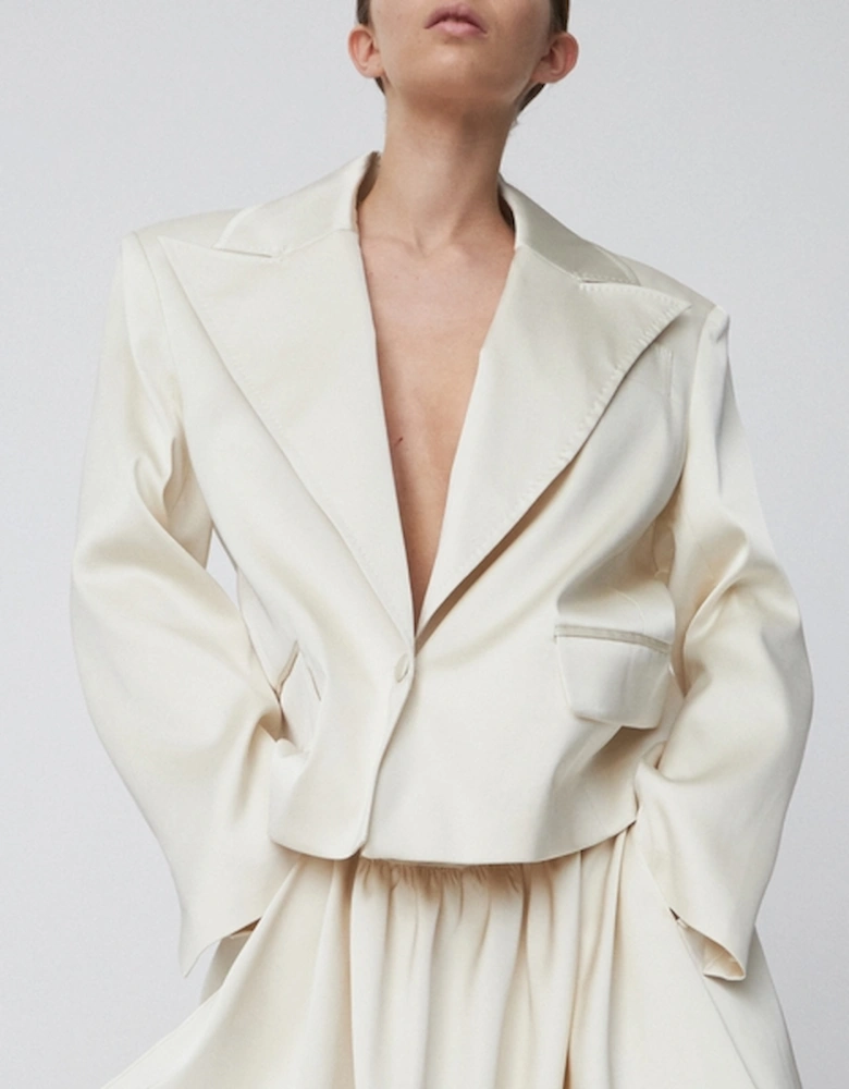 Cropped Satin Blazer