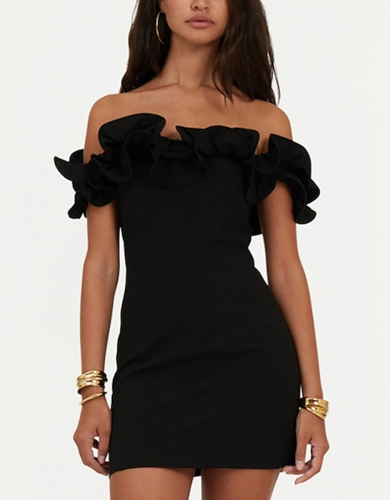 Ruffle Crepe Mini Dress