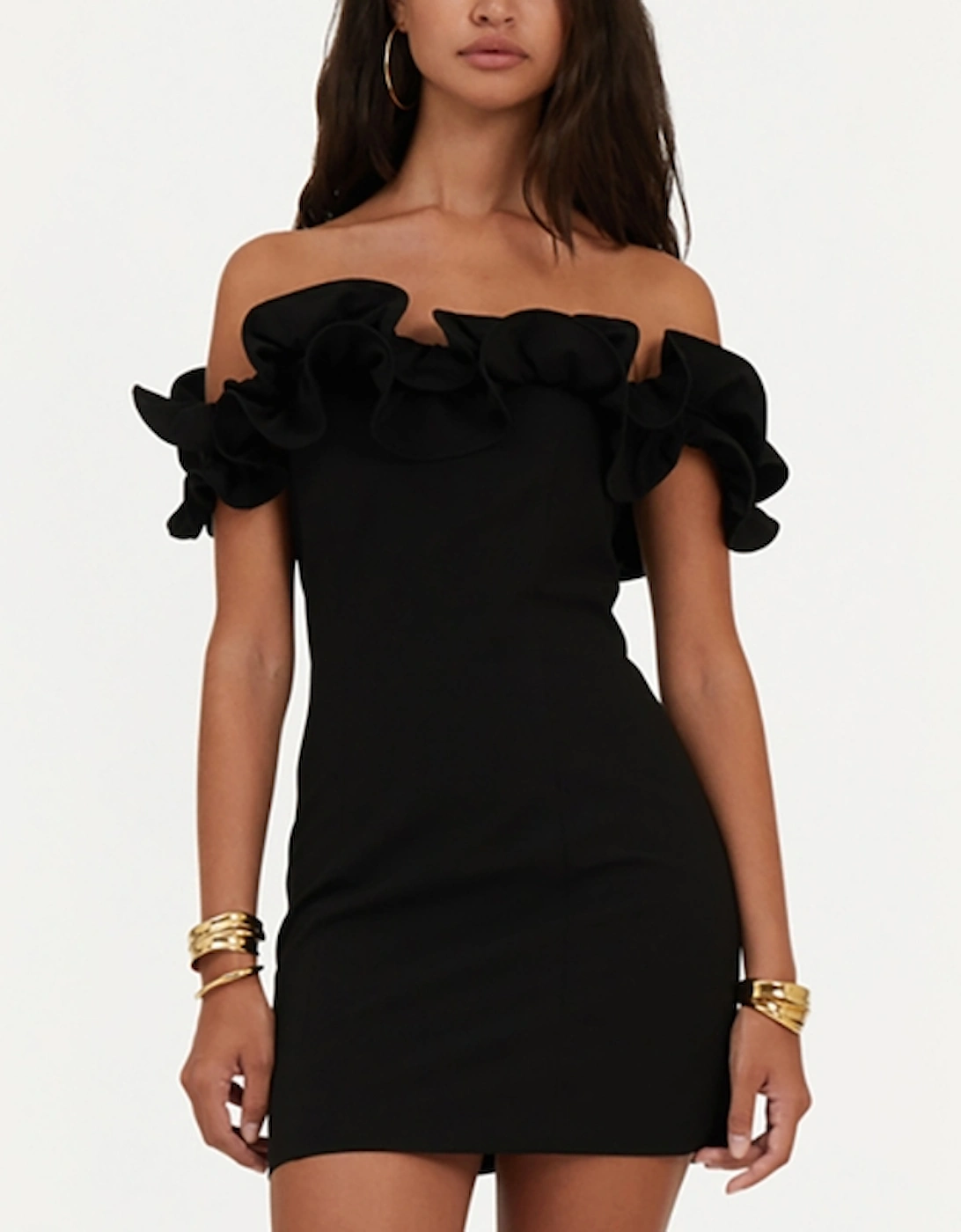 Ruffle Crepe Mini Dress, 2 of 1