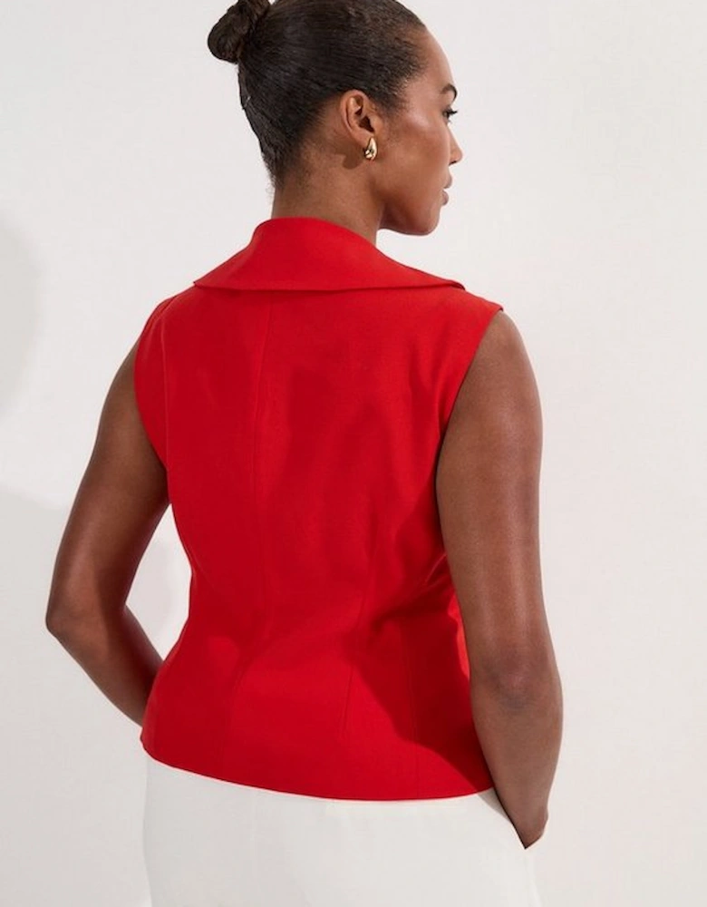 Plus Size Tailored Drape Detail Sleeveless Jacket