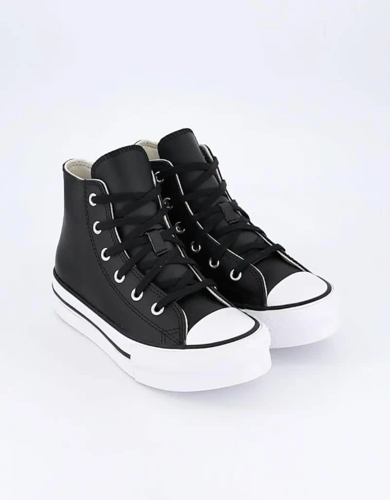 Kids Girls Leather Eva Lift Hi Top Trainers - White/Black