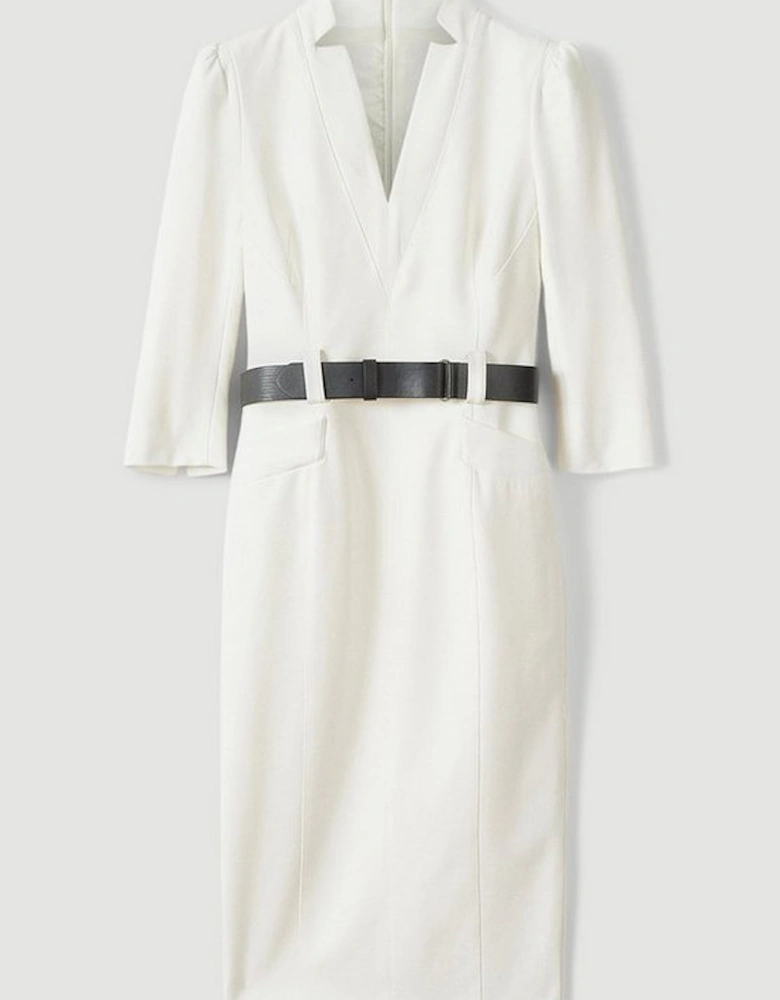 Forever Belted Midi Pencil Dress