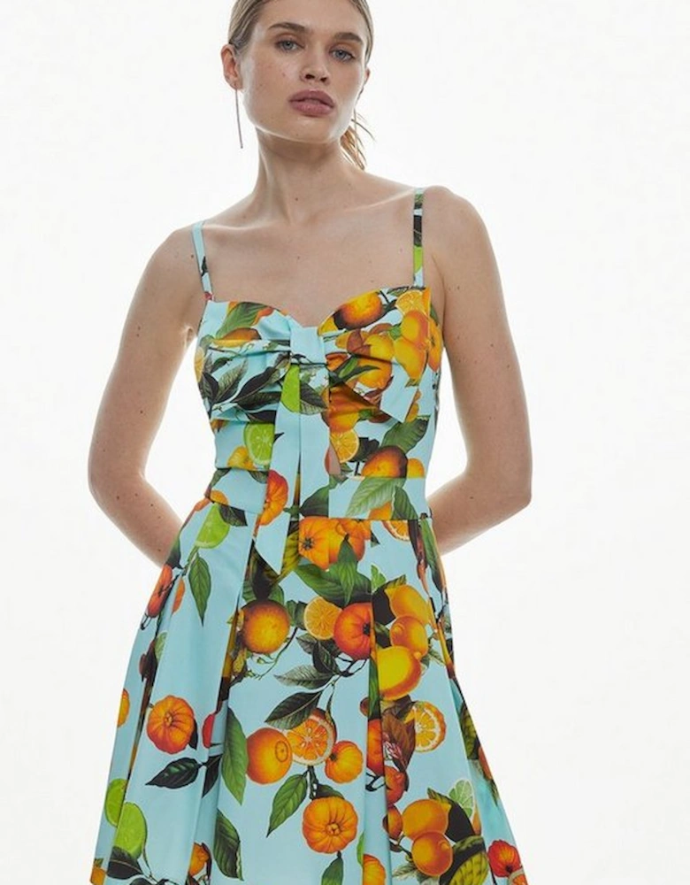 Italian Signature Stretch Citrus Bow Mini Dress