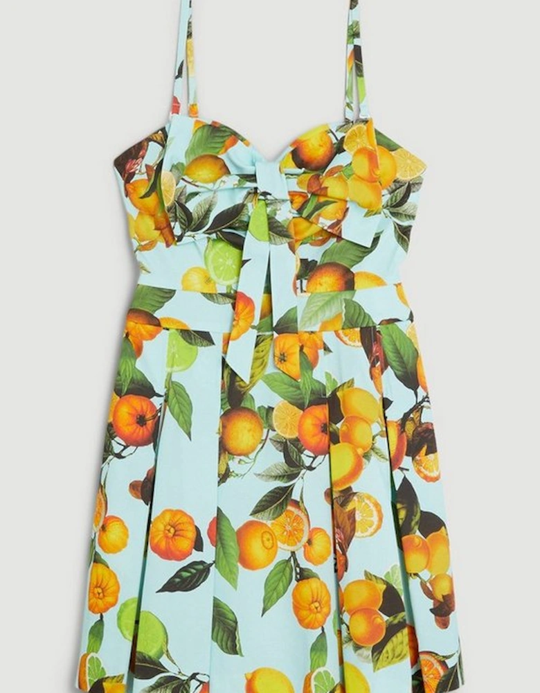 Italian Signature Stretch Citrus Bow Mini Dress