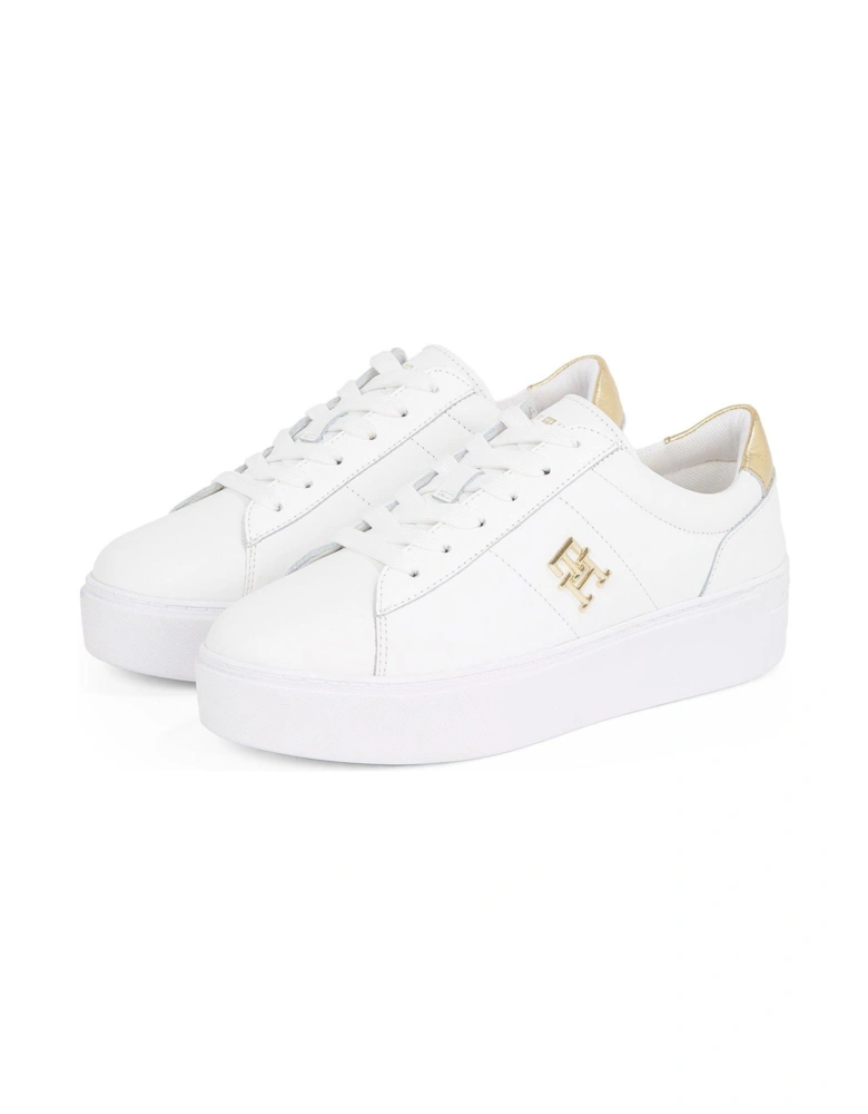 Platform Court Metallic Trainers - White