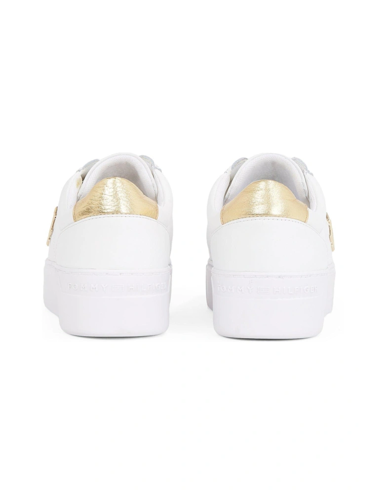 Platform Court Metallic Trainers - White