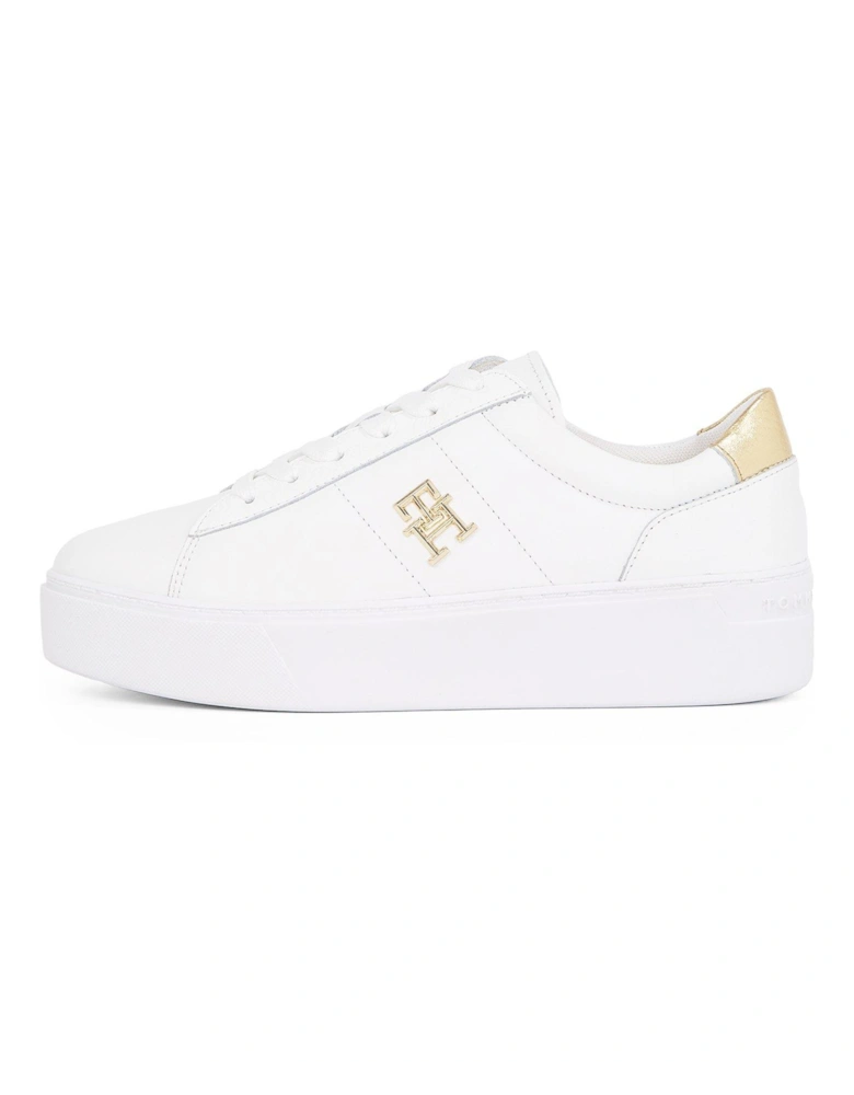 Platform Court Metallic Trainers - White