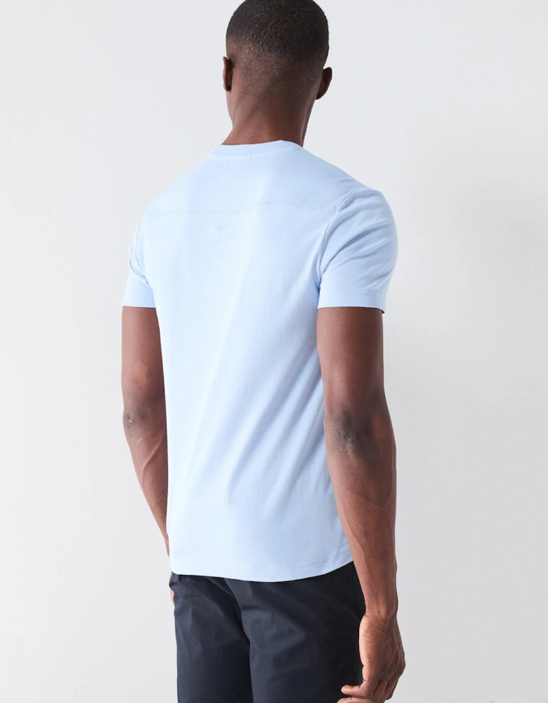 Textured Embroided Logo T-Shirt - Light Blue