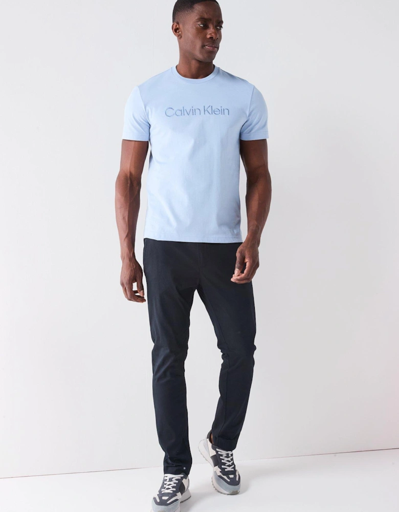 Textured Embroided Logo T-Shirt - Light Blue