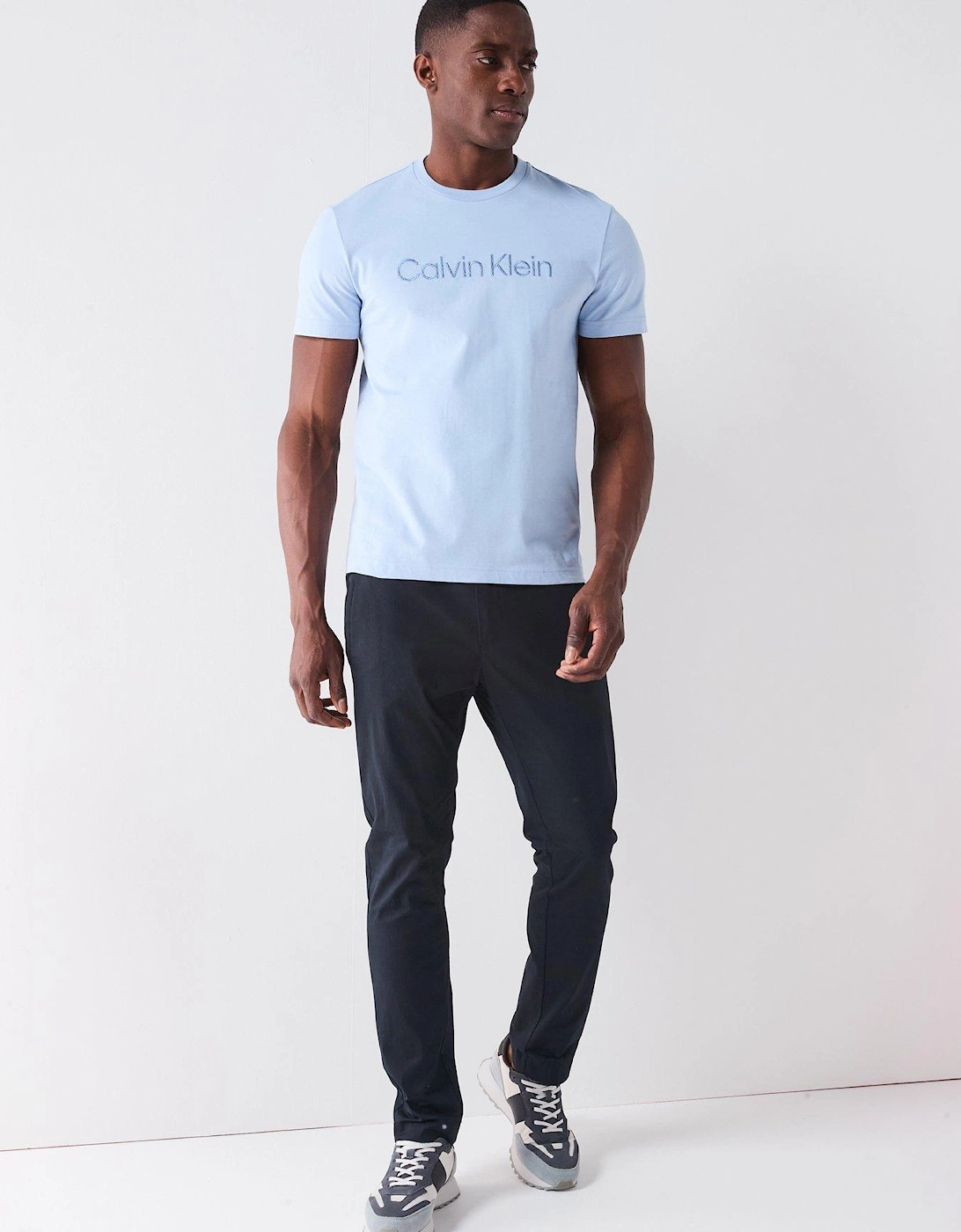 Textured Embroided Logo T-Shirt - Light Blue