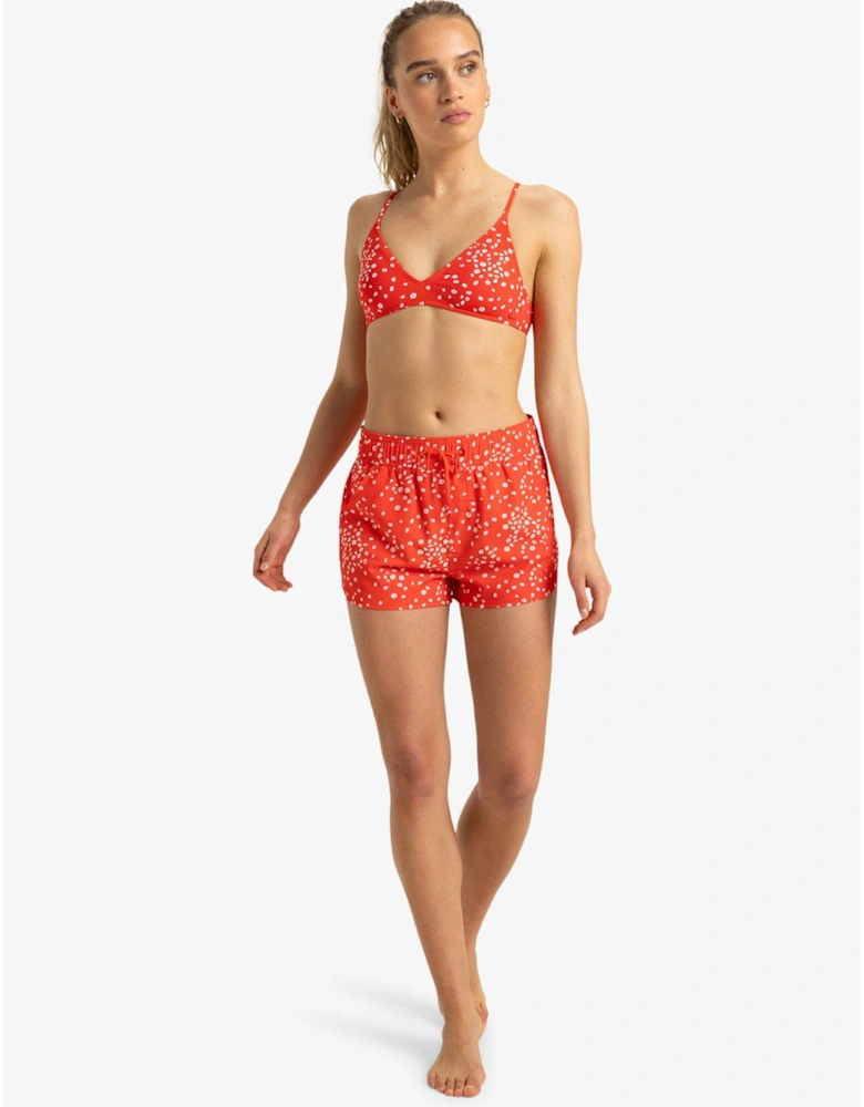 Womens Wave Printed 2 Inch Boardshorts - Red