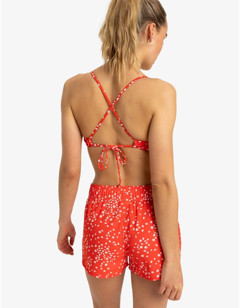 Womens Wave Printed 2 Inch Boardshorts - Red
