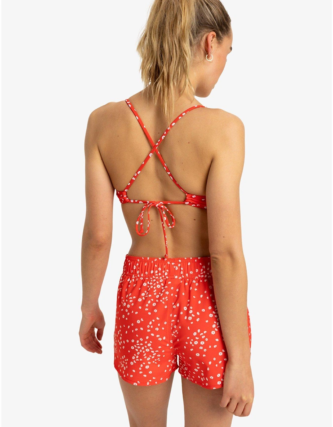 Womens Wave Printed 2 Inch Boardshorts - Red