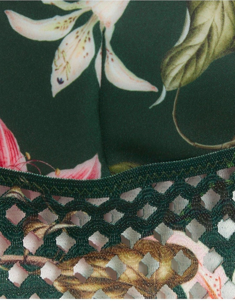Botanical Cutwork Bikini Top - Dark Green