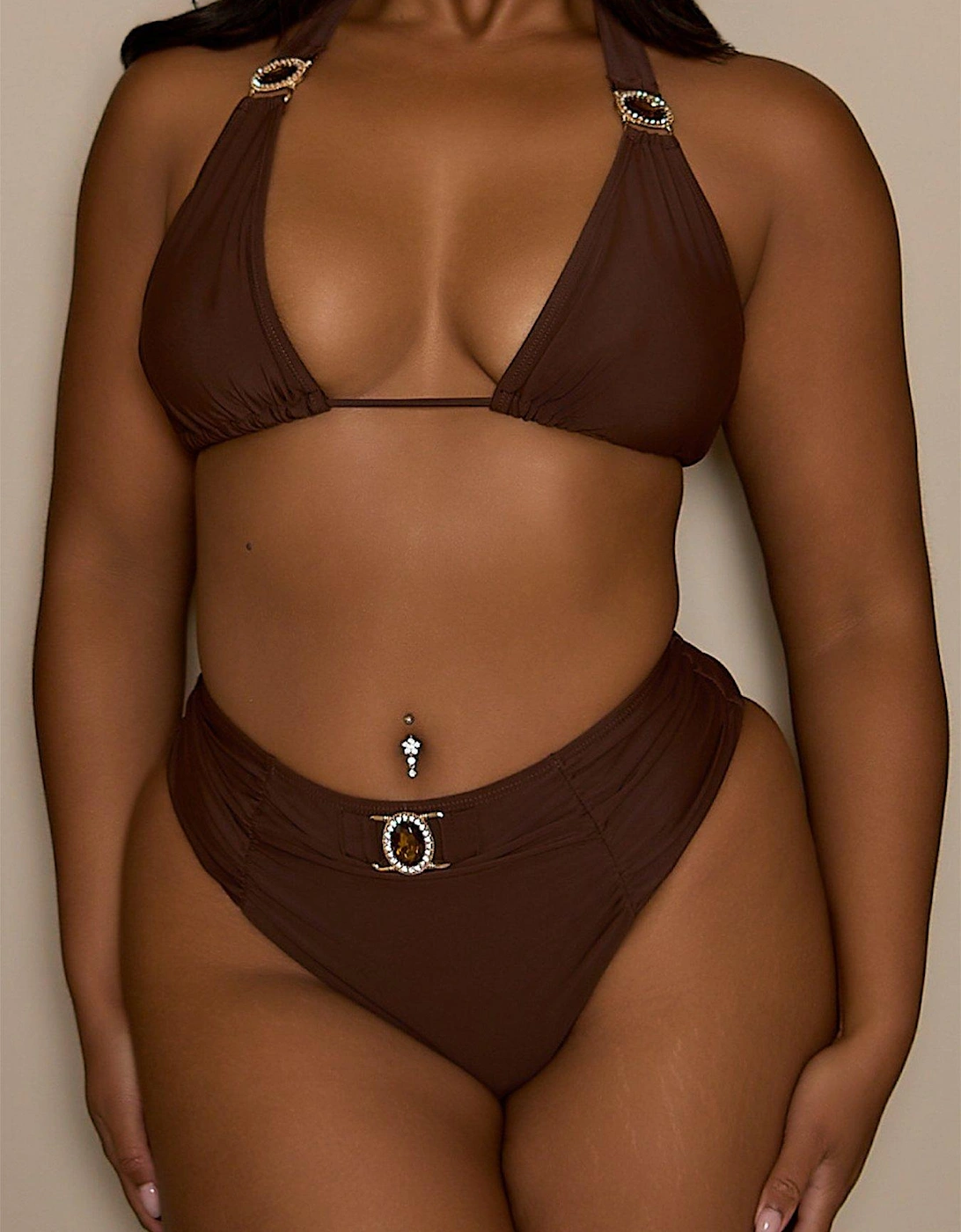 Curve Amore Triangle Bikini Top In Coffee - Brown