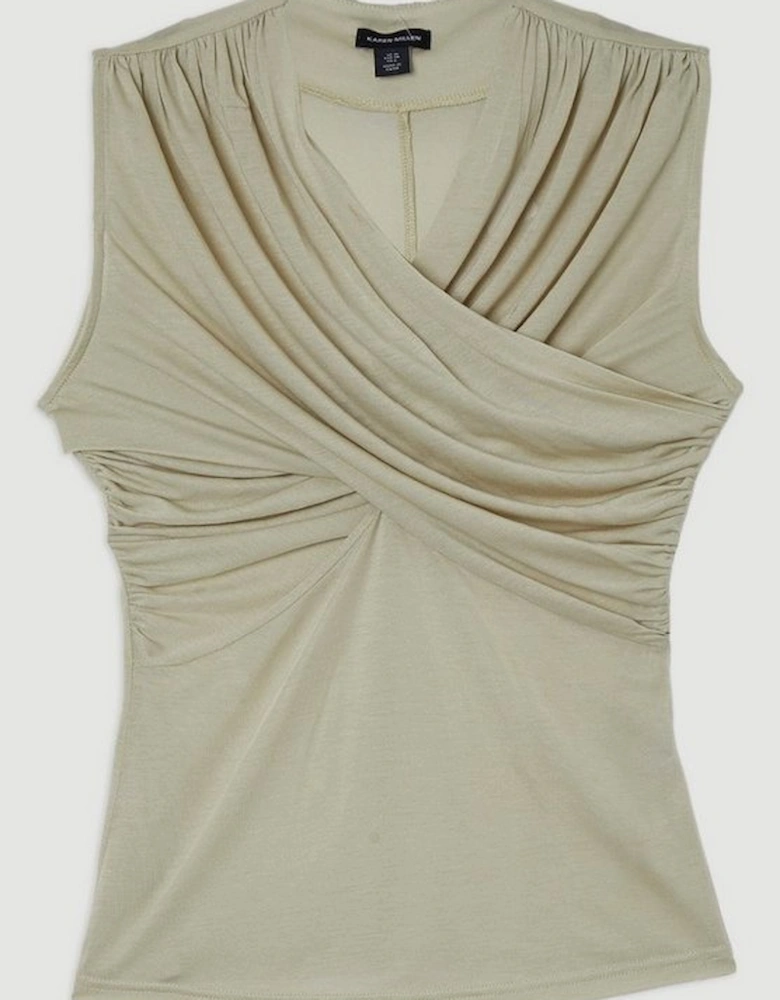 Premium Tencel Jersey Wrap Detail Top