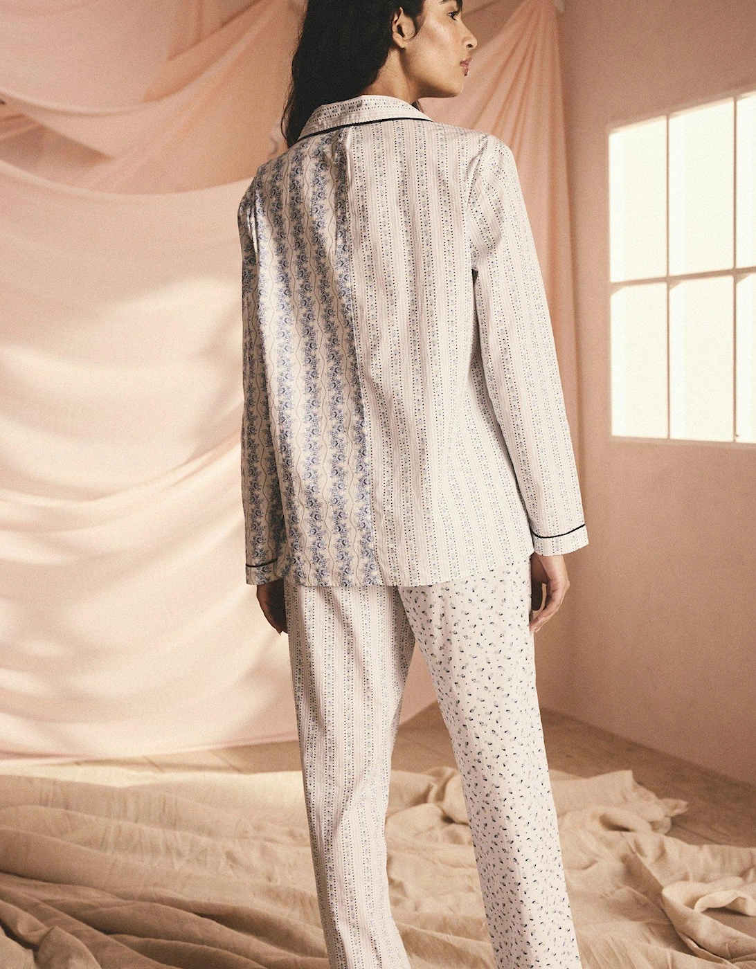 Print Mix Button Up Pyjamas - Blue