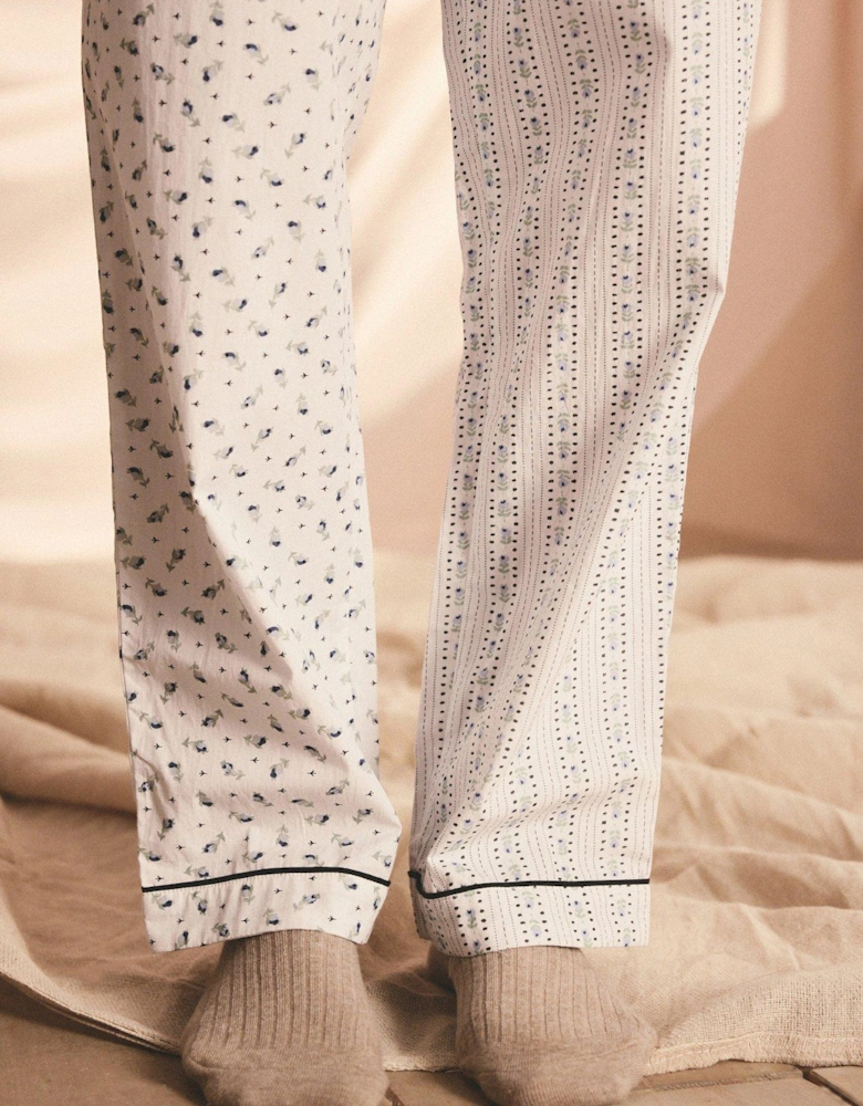 Print Mix Button Up Pyjamas - Blue