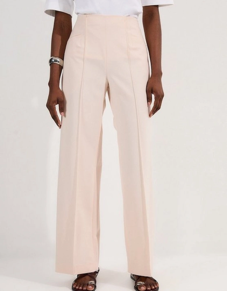 Compact Stretch Pocket Detail Tailored Wide Leg Trouser
