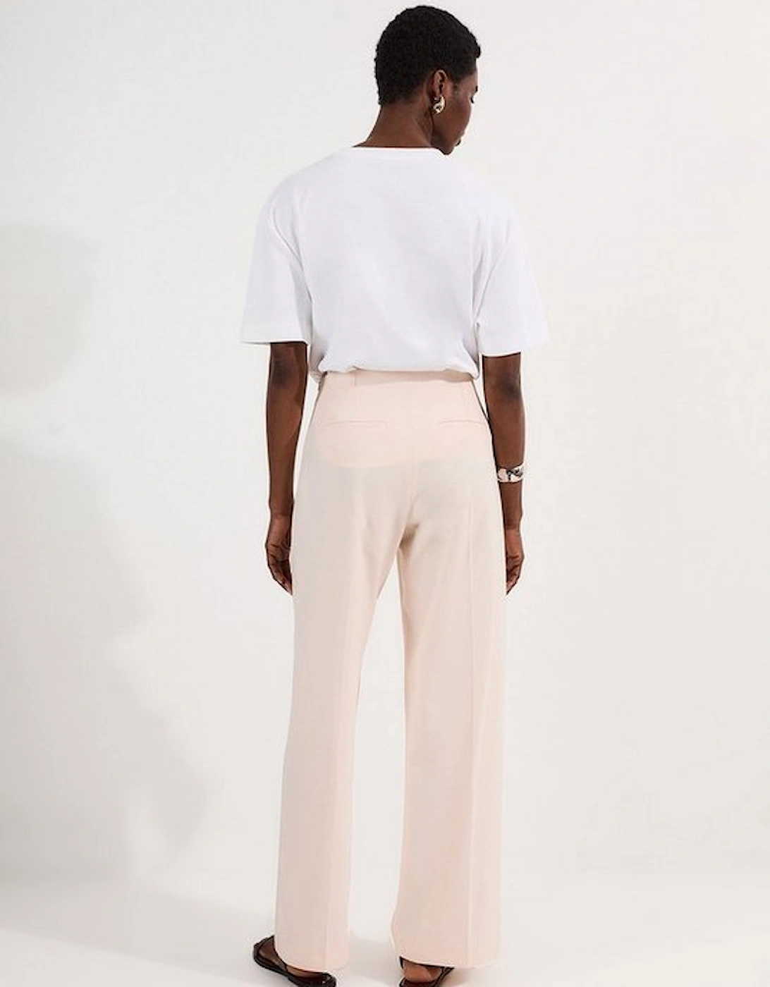 Compact Stretch Pocket Detail Tailored Wide Leg Trouser