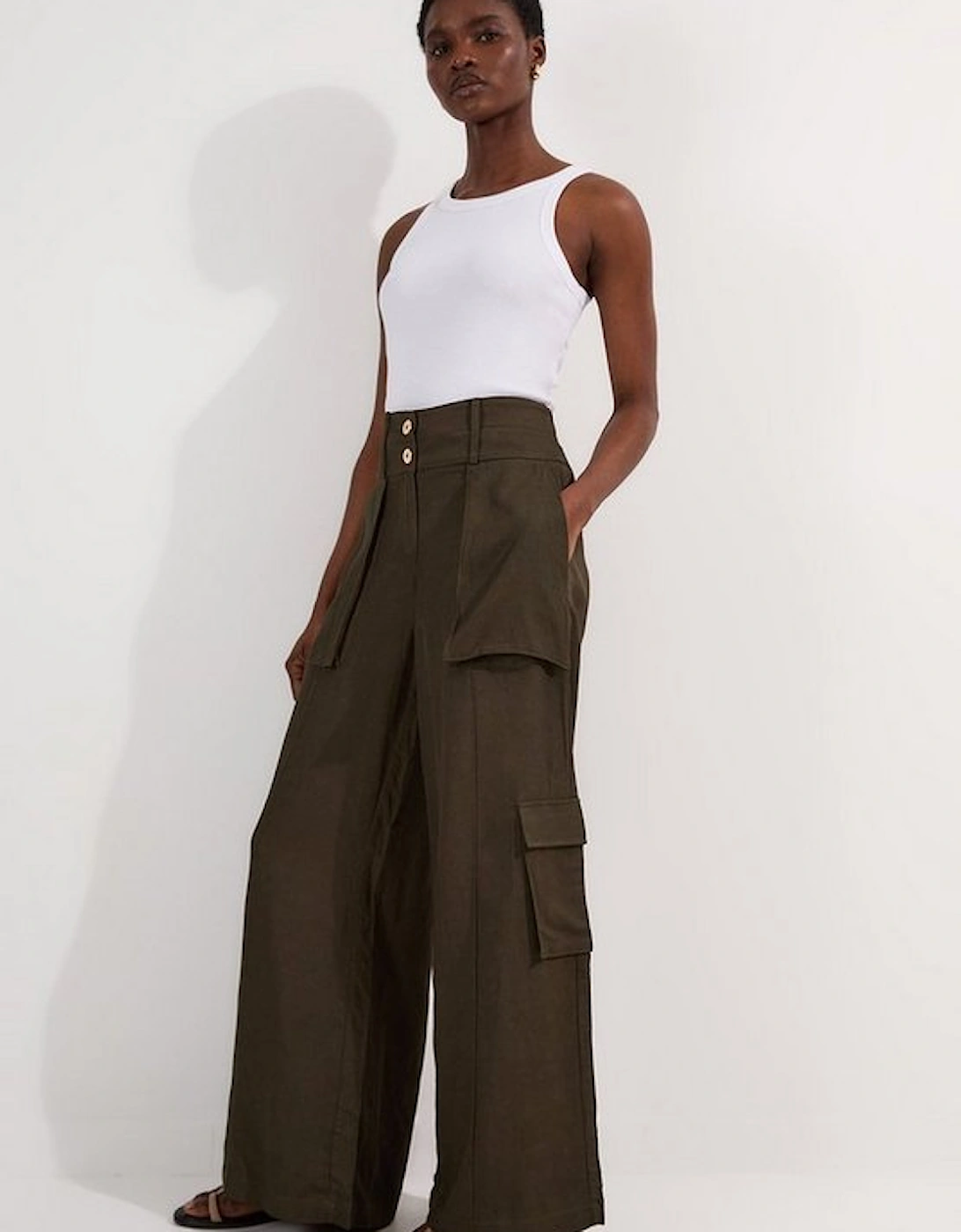 Premium Linen Twill Top Stitch Woven Trouser, 2 of 1