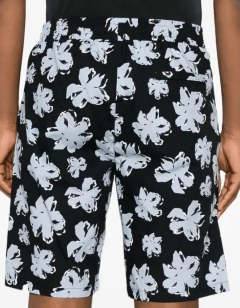 Nylon Floral All Over Black Shorts