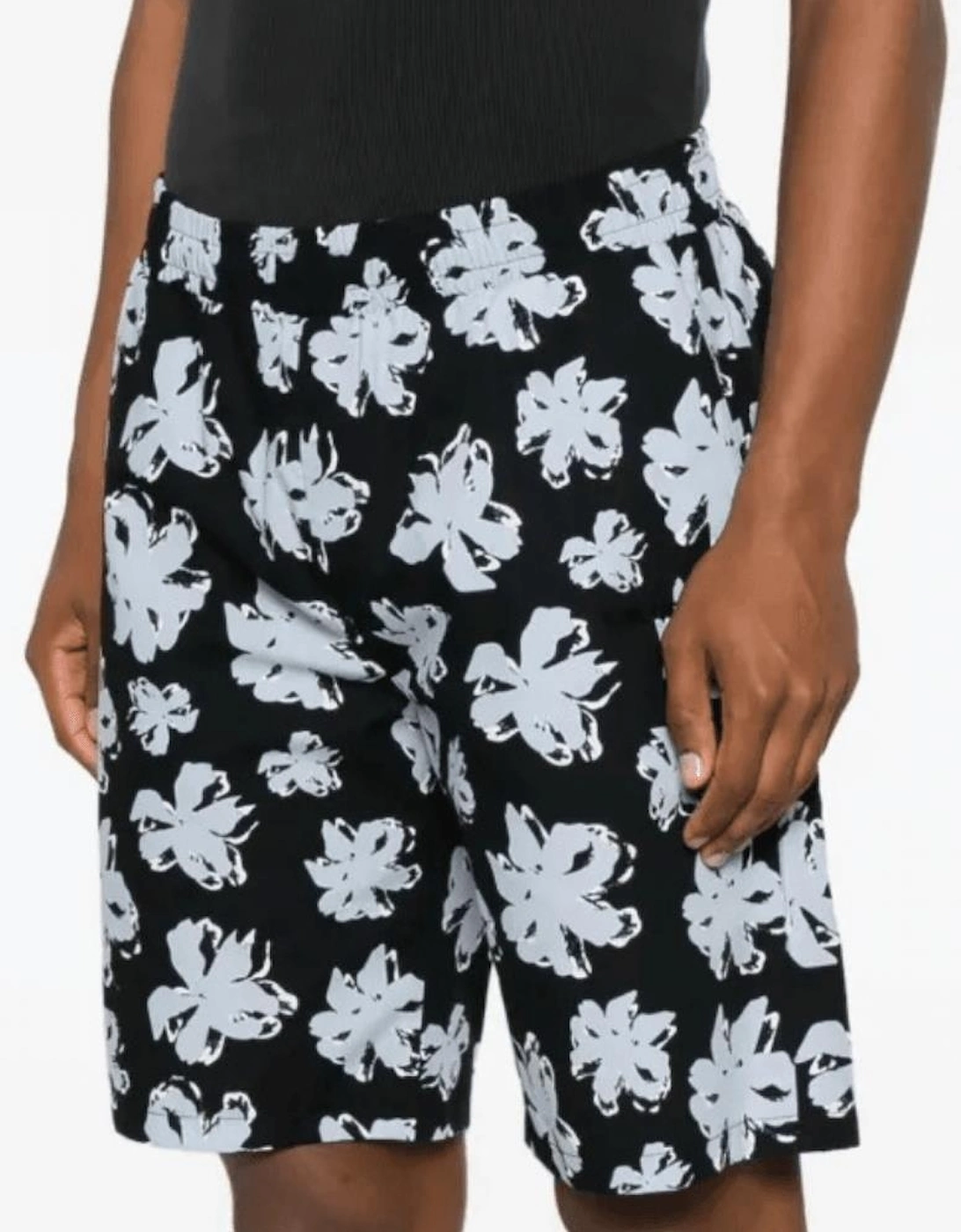 Nylon Floral All Over Black Shorts