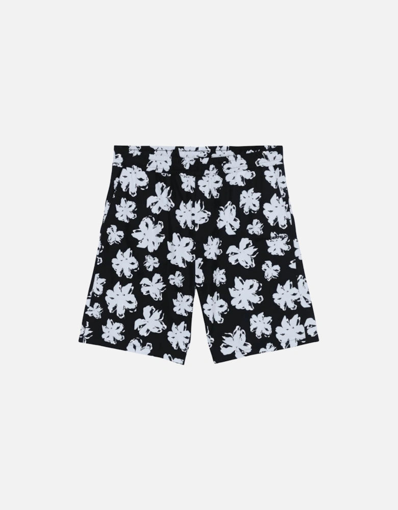 Nylon Floral All Over Black Shorts