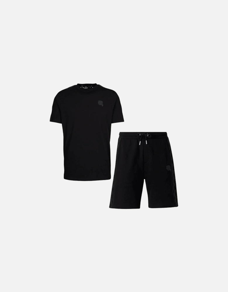 Cotton Doll Badge Tape Logo Black T-Shirt/Shorts Set