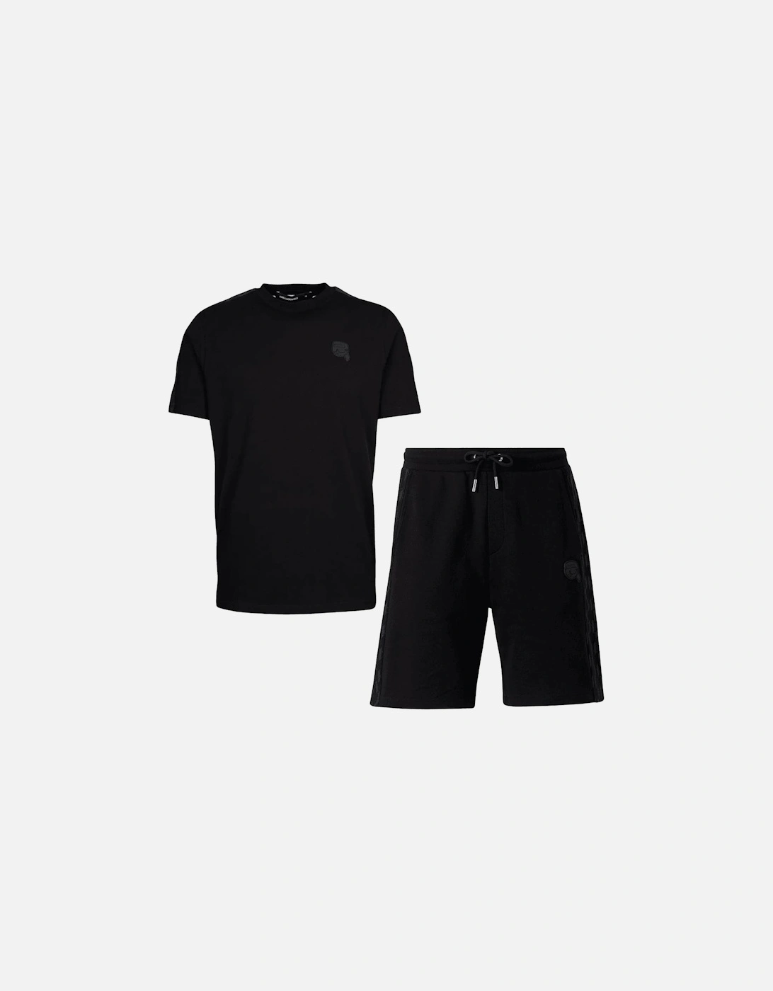 Cotton Doll Badge Tape Logo Black T-Shirt/Shorts Set, 7 of 6