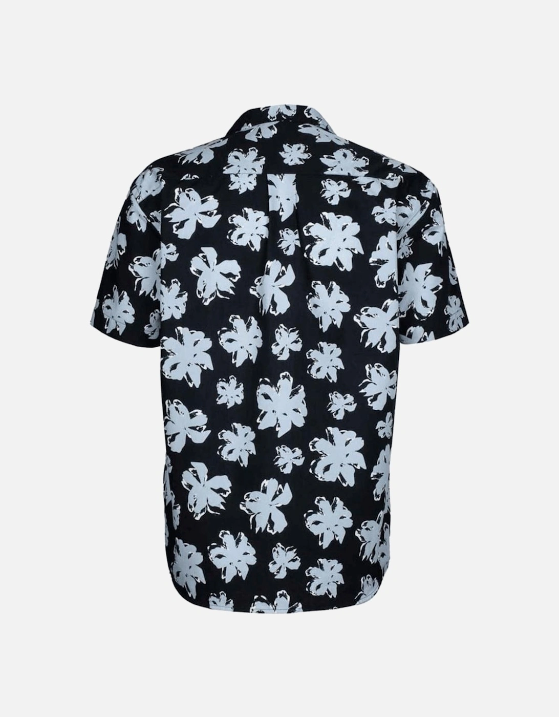 Floral All Over Cuban Collar Black Shirt