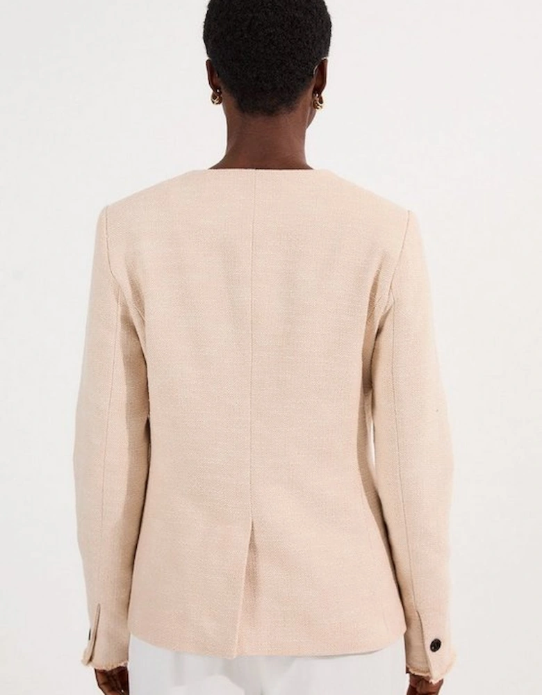 Spring Tweed Tailored Pocket Front Tailored Blazer