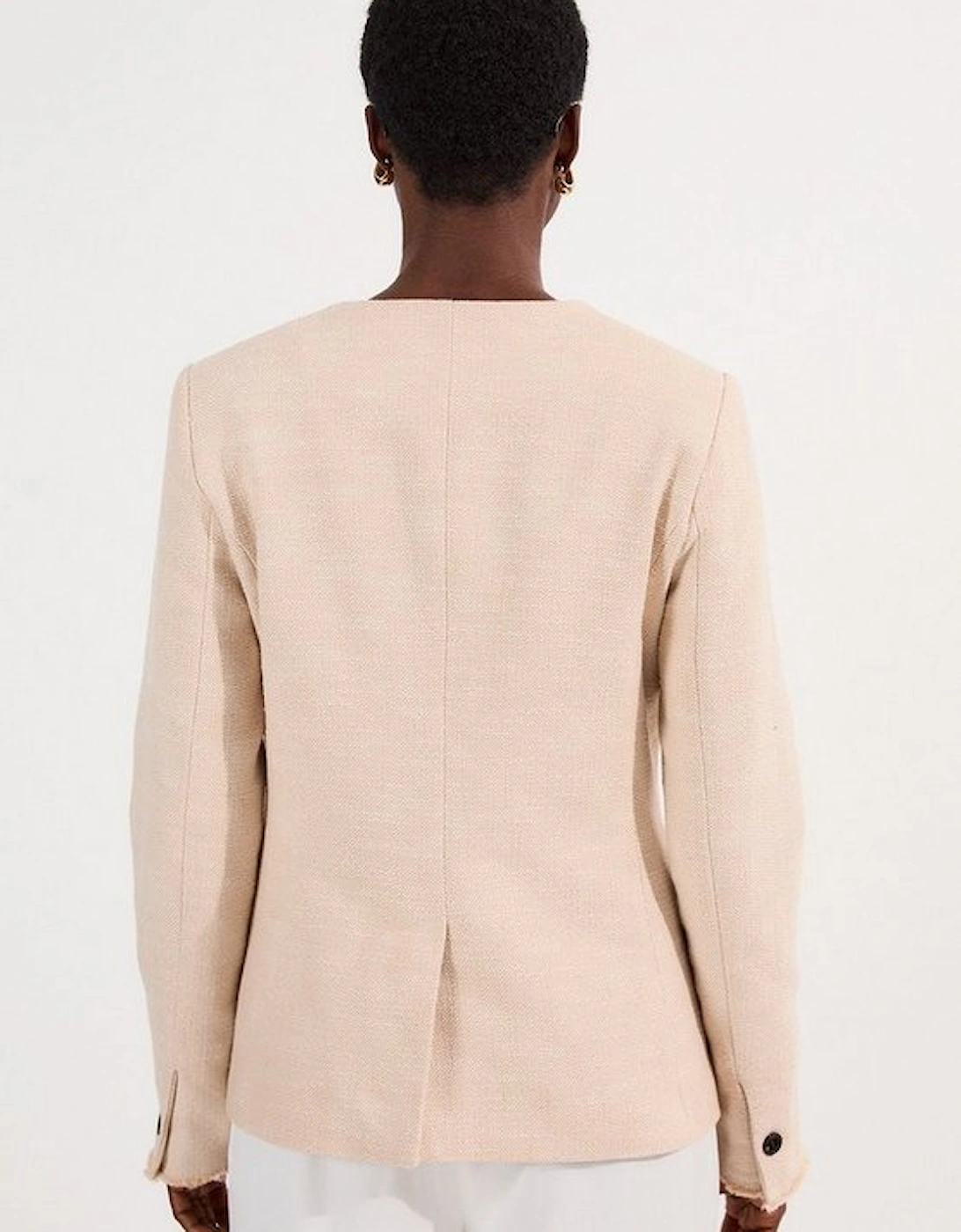 Spring Tweed Tailored Pocket Front Tailored Blazer