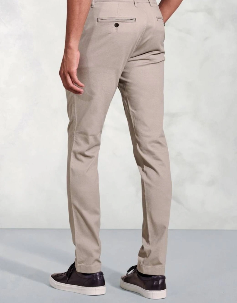Men's Tailored Fit Brosnan Sand Textured Stretch Cotton Chinos Sand