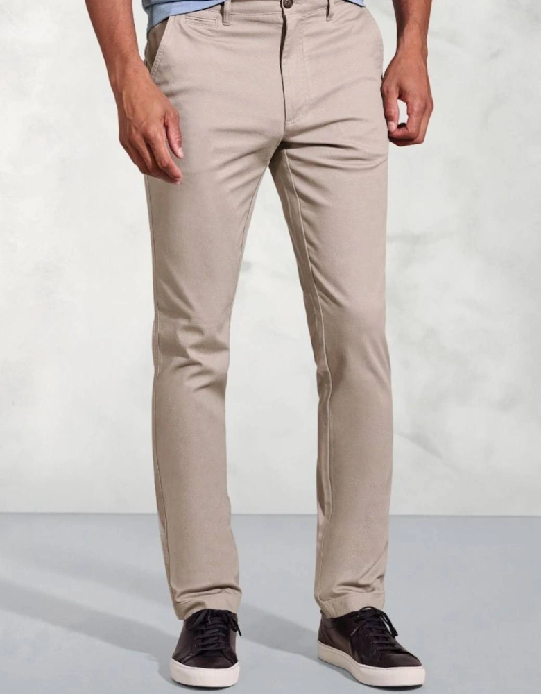 Men's Tailored Fit Brosnan Sand Textured Stretch Cotton Chinos Sand