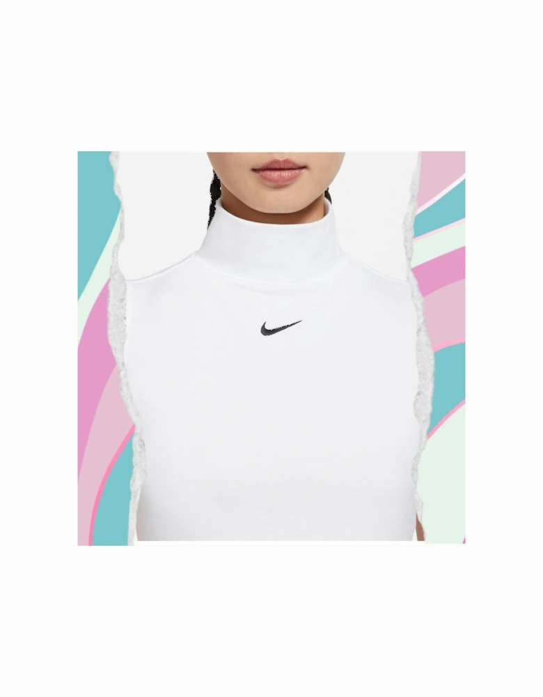 Women's White Essential Mock Neck Tank Top
