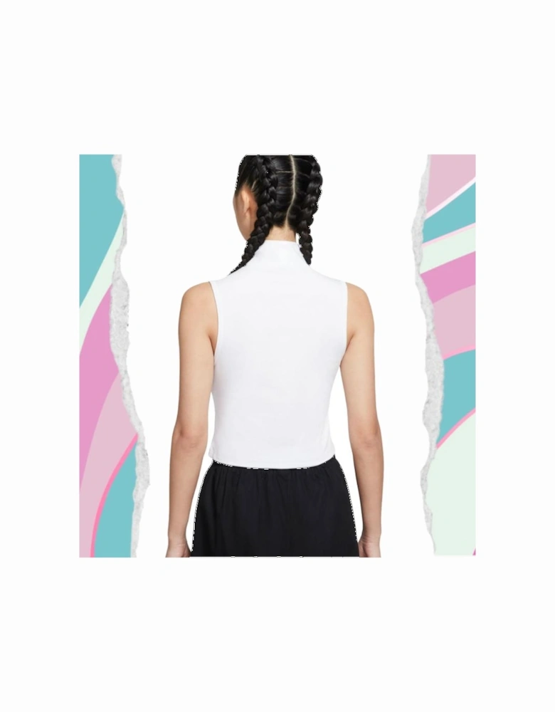Women's White Essential Mock Neck Tank Top