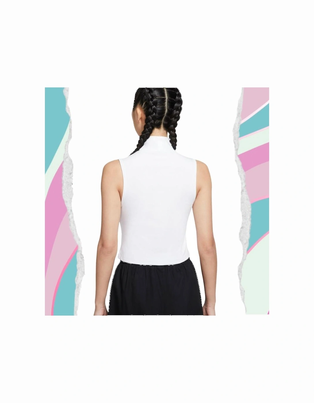 Women's White Essential Mock Neck Tank Top