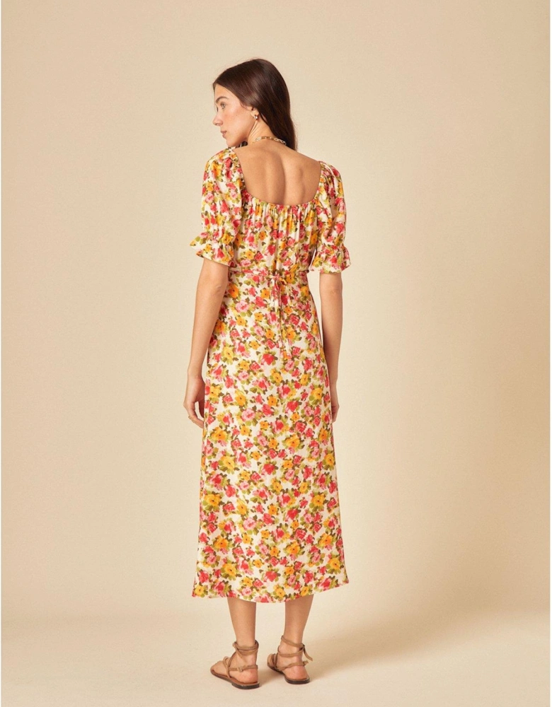 Rye Floral Midi Dress - Orange