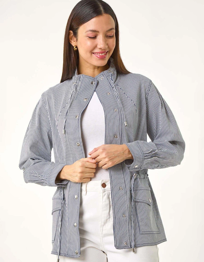 Stripe Safari Jacket - Navy