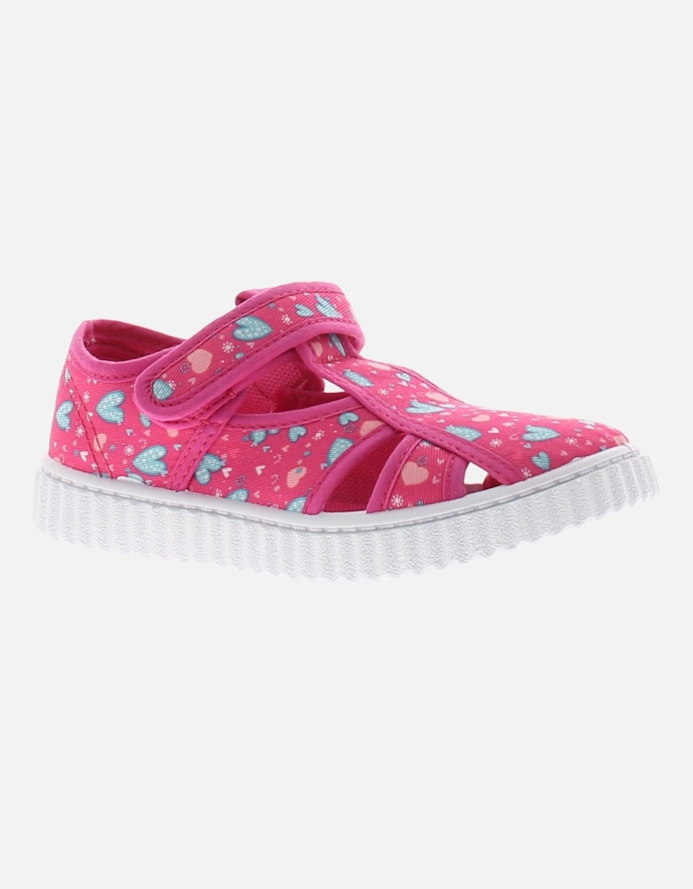 Infant Girls Canvas Pumps Sandals Hearts pink UK Size
