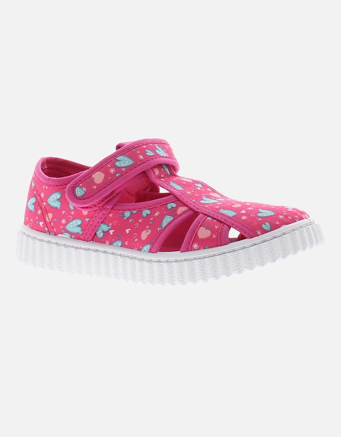 Infant Girls Canvas Pumps Sandals Hearts pink UK Size, 6 of 5