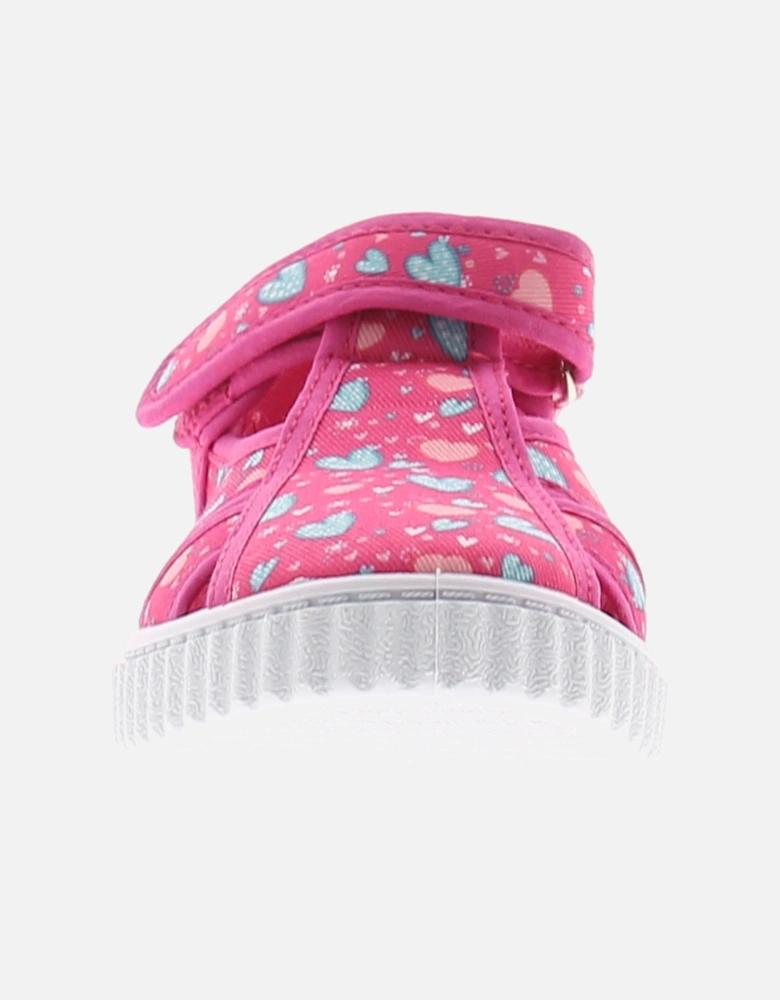Infant Girls Canvas Pumps Sandals Hearts pink UK Size