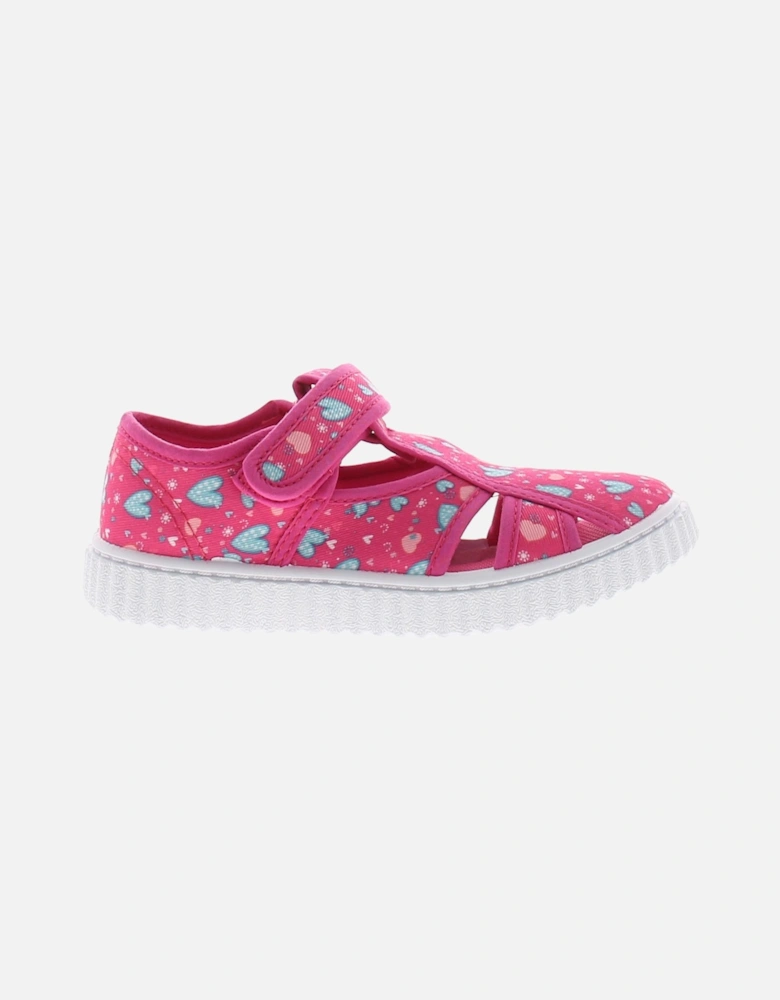 Infant Girls Canvas Pumps Sandals Hearts pink UK Size