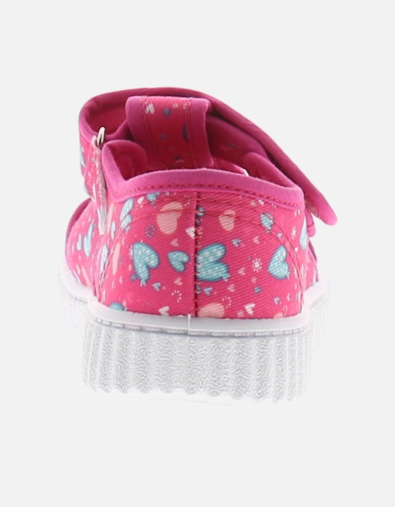 Infant Girls Canvas Pumps Sandals Hearts pink UK Size