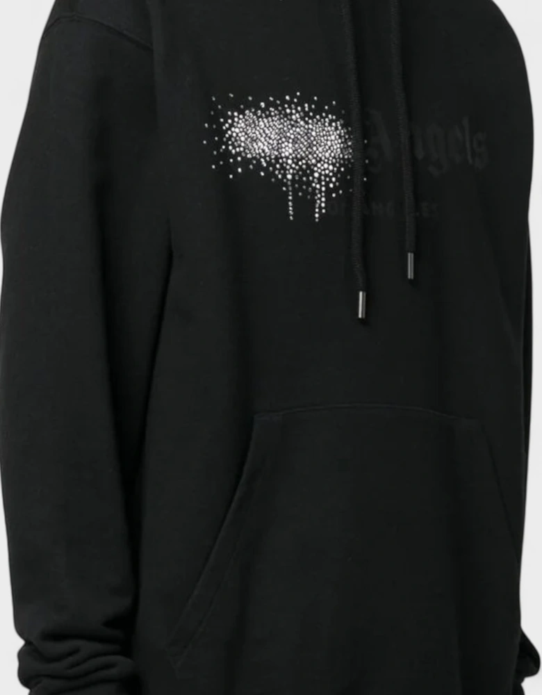 Rhinestone Sprayed Hoodie Black